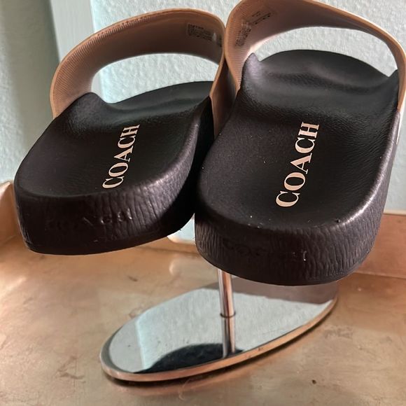 COACH Men's Signature Canvas Slides in Chalk/Black size 10 NWT Influencer - Picture 3 of 4